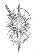 witcher logo combined with sword tattoo design idea