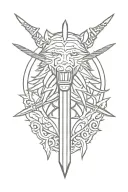 witcher logo combined with sword tattoo design idea