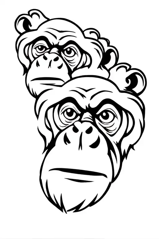 3 wise monkeys tattoo design idea