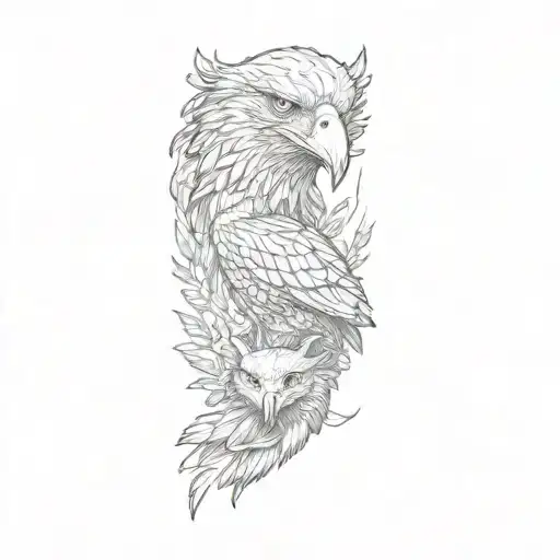an eagle and a wolf tattoo design idea
