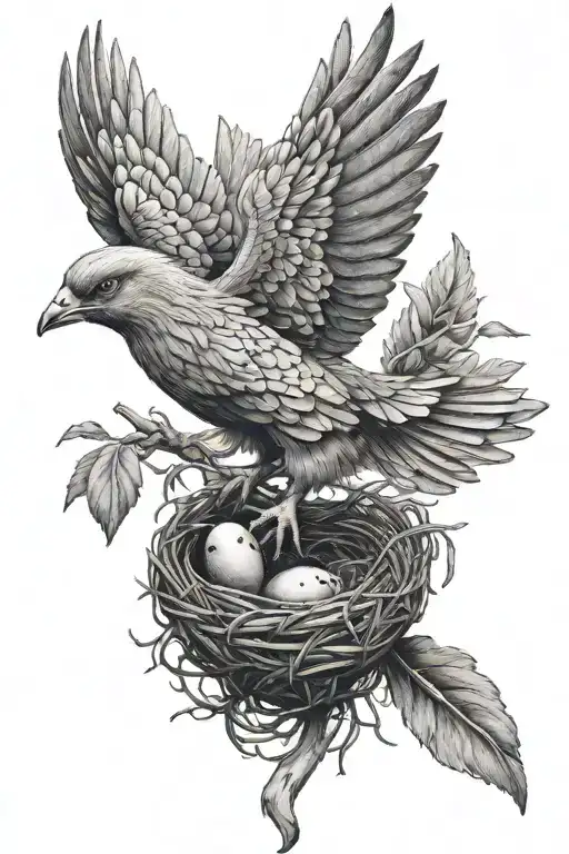 the chick flies away from the nest tattoo design idea