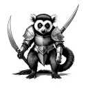 lemur with short daggers in knights armour tattoo design idea