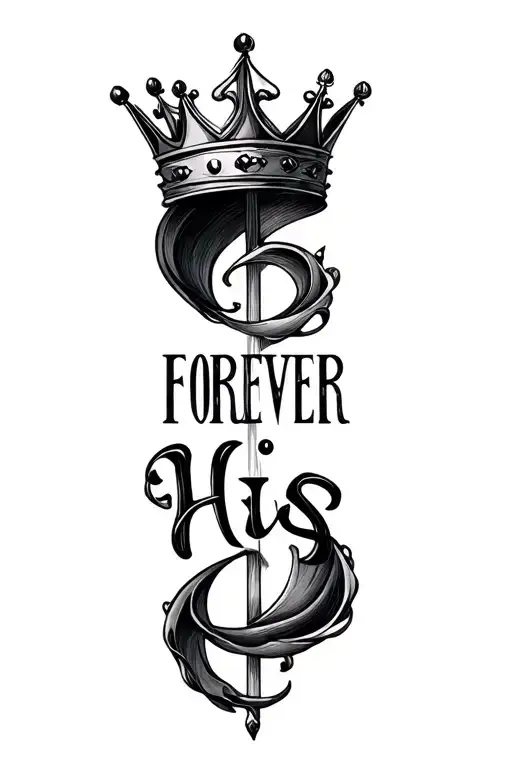 FOREVER HIS written with a crown small tattoo tattoo design idea