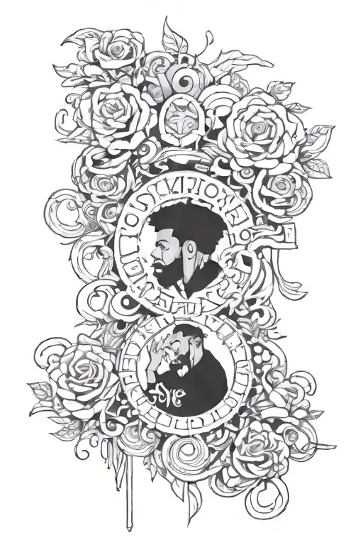 “Love Yourz” from j coles song but each letter is pictures of each of j coles albums tattoo design idea