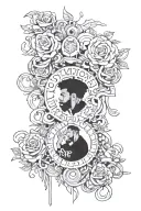 “Love Yourz” from j coles song but each letter is pictures of each of j coles albums tattoo design idea