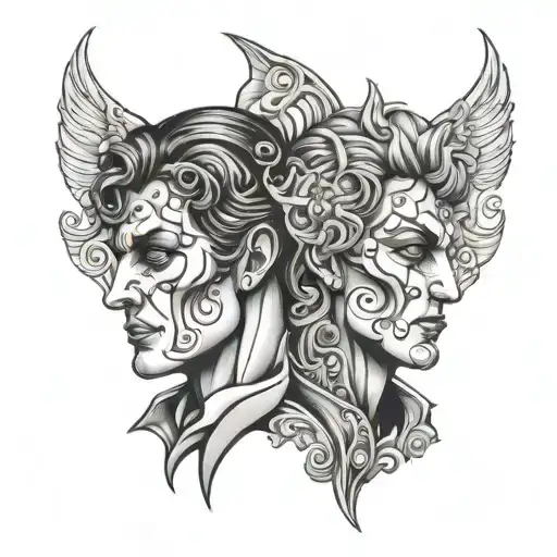 Gemini Two Face tattoo design idea