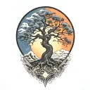 tree of life and sun and moon  tattoo design idea
