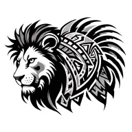 side profile of lion head wearing Aztec wa Imani tattoo design idea