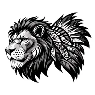 side profile of lion head wearing Aztec wa Imani tattoo design idea