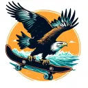 An eagle catching a fish while skateboarding tattoo design idea