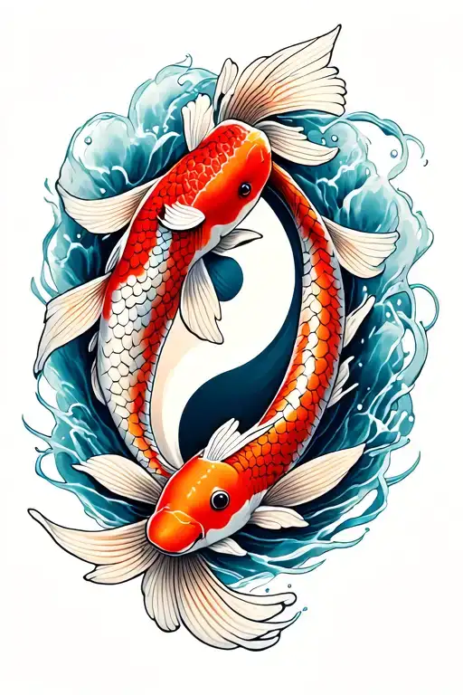 koi fish with ying yang tattoo design idea