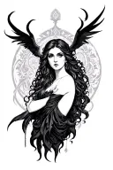 goddess Lilith surrounded tattoo design idea