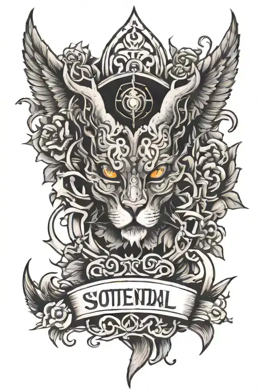 Solitude, strength, zeal and love of power tattoo design idea