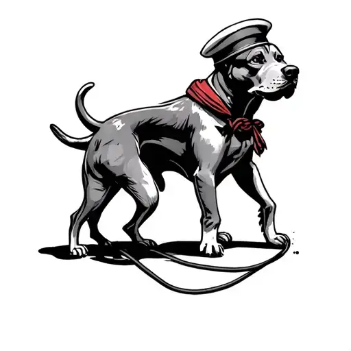 Popeyes the sailor man with a helhound on a leash tattoo design idea