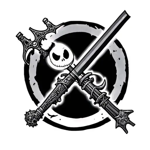 nightmare before christmas keyblade from kingdom hearts and a light saber from star wars crossed to make an x  tattoo design idea