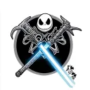 nightmare before christmas keyblade from kingdom hearts and a light saber from star wars crossed to make an x  tattoo design idea