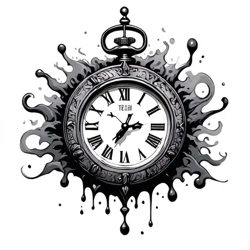 gangster clock melting tattoo design idea