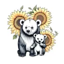 Sunflower mama bear and baby bear tattoo design idea