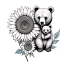 Sunflower mama bear and baby bear tattoo design idea