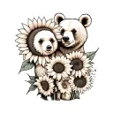 Sunflower mama bear and baby bear tattoo design idea