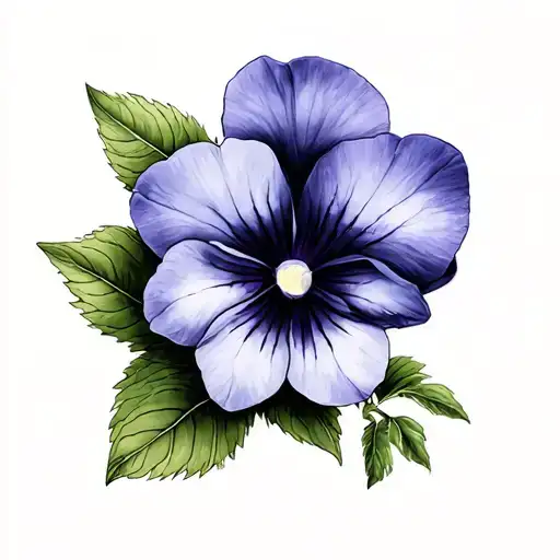 blueberry's and African violet flower tattoo design idea