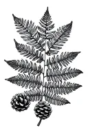 Autumn leaves pinecones snow fern leaf tattoo design idea