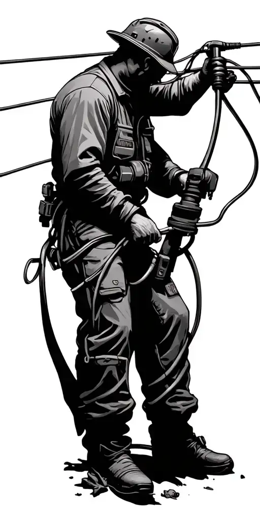 lineman working on power lines tattoo design idea