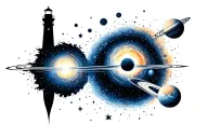 space, star, planet, lighthouse, black hole tattoo design idea