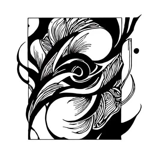 abstract black work tattoo under breast tattoo design idea