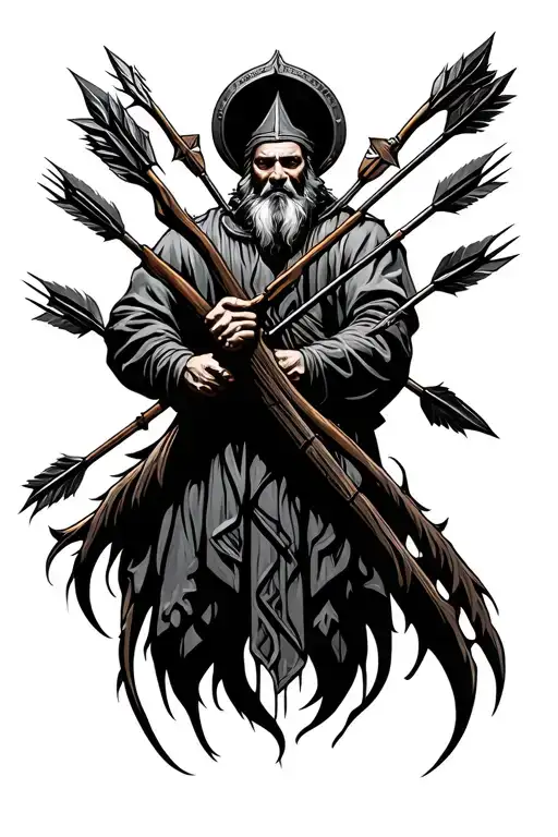 Christian, 6arrows, bow hunting tattoo design idea