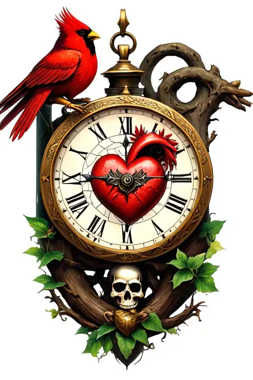 cardinal, compass, clock, proverbs 4:23 above all else guard your heart, claddagh, love, faith, family, skull, tree,  tattoo design idea