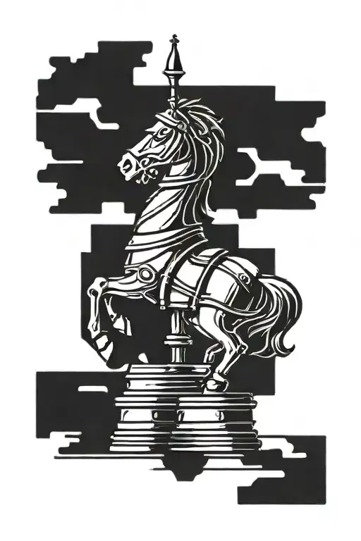 knight chess piece minimalist  tattoo design idea