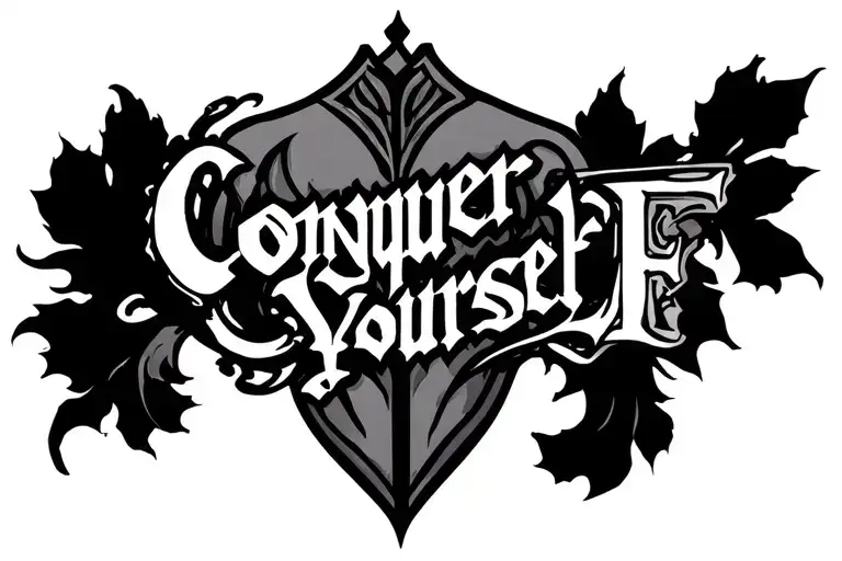 "Conquer Yourself" across upper back. tattoo design idea