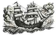 boat 18th century tattoo design idea