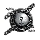 "Sylvia" lock chastity chains symbolizing tattoo design idea
