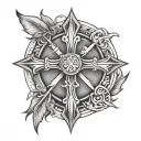 cross and tribe symbol tattoo design idea