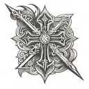 cross and tribe symbol tattoo design idea