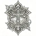 cross and tribe symbol tattoo design idea