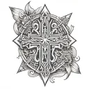 cross and tribe symbol tattoo design idea