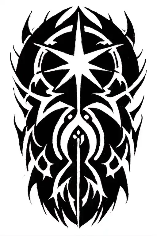 Chaos symbol star 8 points tribal tattoo design idea