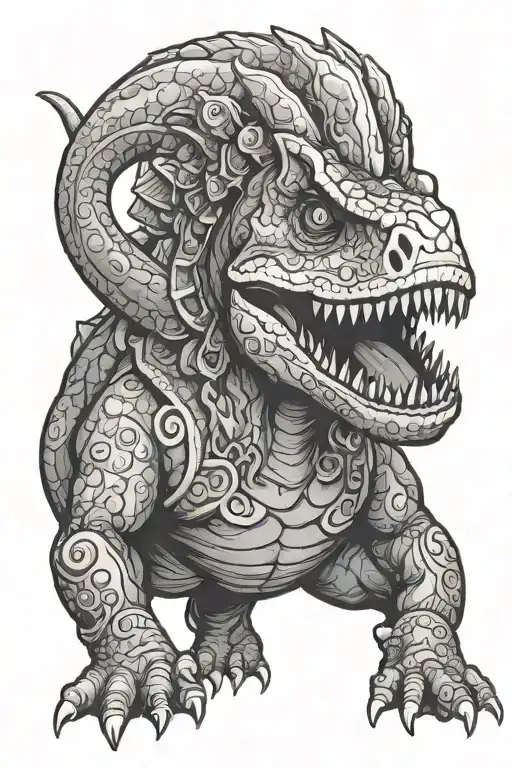 Charmandar with dinosaur outfit tattoo design idea