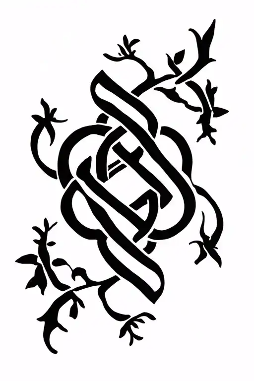 vines and celtic knot tattoo design idea