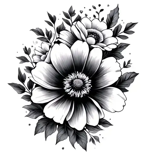 hearts mixed with Catalina flowers coming together tattoo design idea