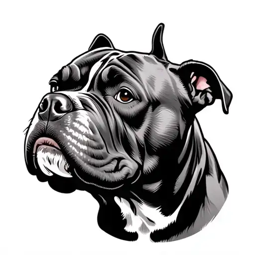 Line Portrait Head American Bully tattoo design idea
