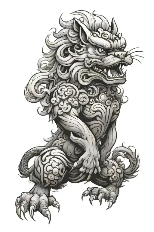 Japanese fu dog tattoo design idea