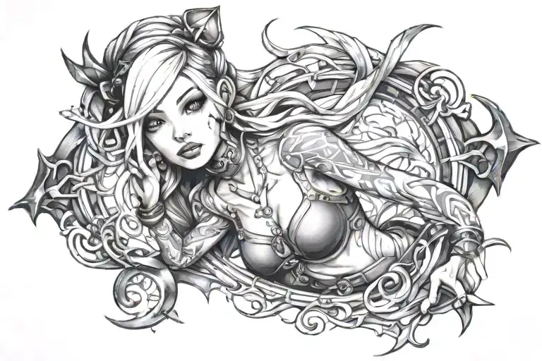 arcane jinx league of legends tattoo design idea