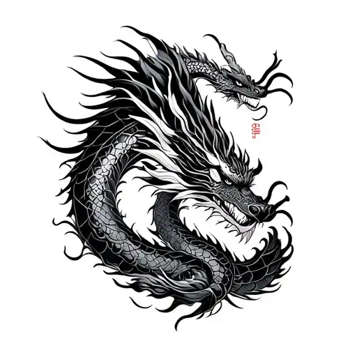korean dragon wrapping tattoo design idea