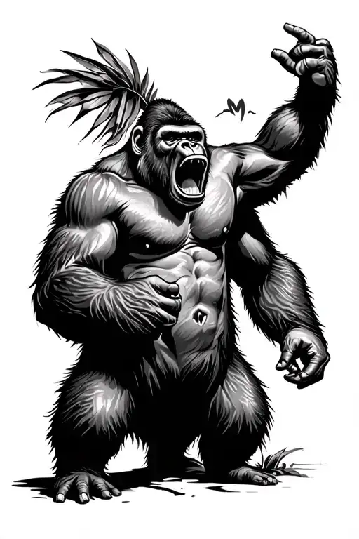 gorilla roaring tattoo design idea