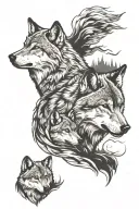 wolf and 2 wolf cubs tattoo design idea