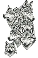 wolf and 2 wolf cubs tattoo design idea